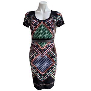 Calvin Klein Multicolor Geometric Print Dress, Short Sleeve Women's Size 6